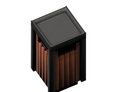Wooden box type cage trash can Low-poly 3D model