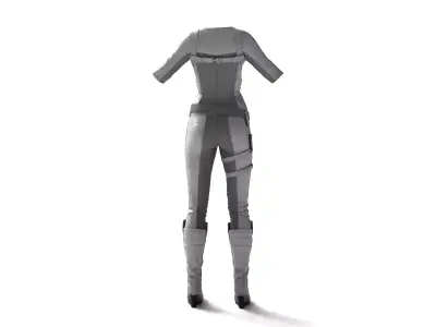 Rigged Sci Fi Woman Dress  Futuristic Black White Outfit 3D model
