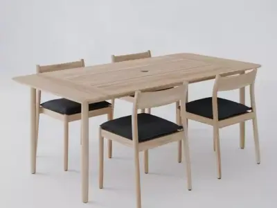 DWR Terassi Dining Table and Dining  Side Chair 3D model