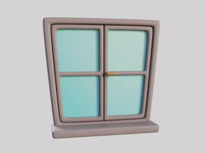 Cartoon Window 6b Low-poly 3D model
