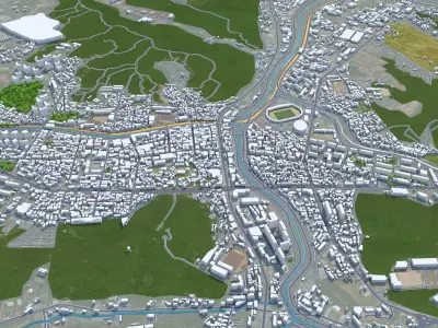 Yongin si South Korea 20km Low-poly 3D model