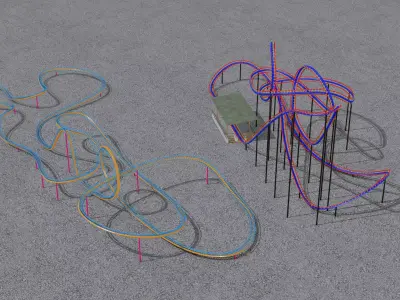 TWO Rollercoaster  3D Model Pack