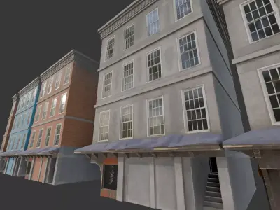 Modular Old Town Apartment Block  Game Ready PBR Buildings Low-poly 3D model