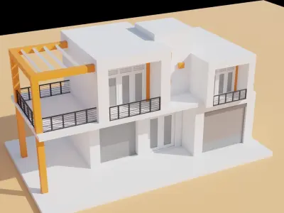 Free House Design Lowpoly Free low-poly 3D model