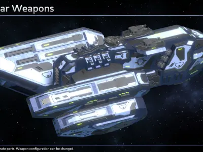 Spaceship Enkar Republic Destroyer Henkor Low-poly 3D model