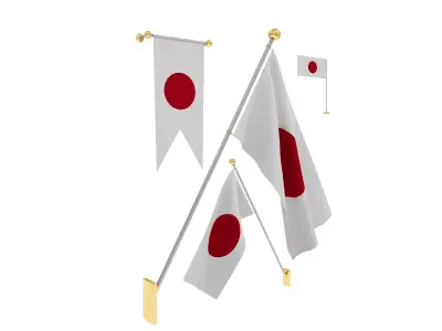 Flags of Japan 3D model