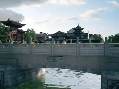 Nanjing Qinhuai River  Confucius Temple  Chinese architecture 3D model