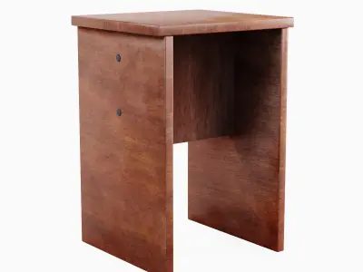 Wooden Stool 05 Low-poly 3D model