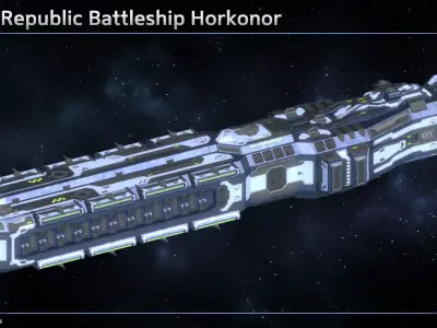 Spaceship Enkar Republic Battleship Horkonor Low-poly 3D model