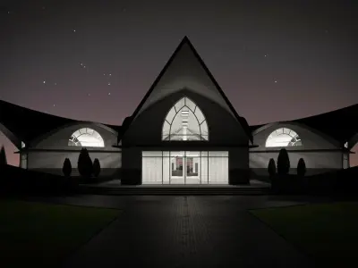 Museum building with circular floor plan 3D model