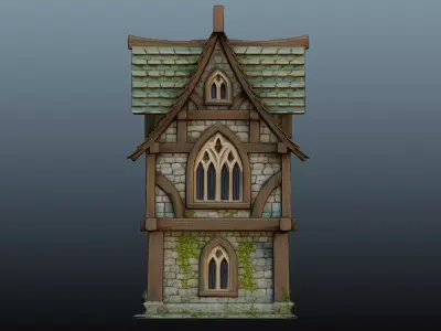 Mediaval fantasy stone house  High-Poly 3D model