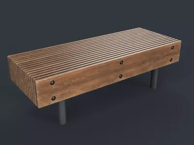 Modern Outdoor Bench 49 PBR Game Ready Low-poly 3D model