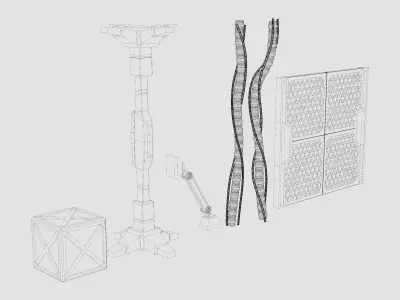 Sci-fi parts Low-poly 3D model