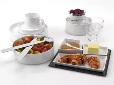 Outdoor Set 1 three chairs on table 3D model