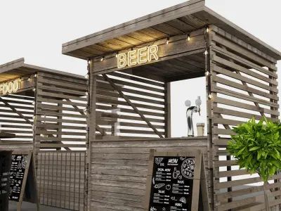 street food restaurant loft 3D model