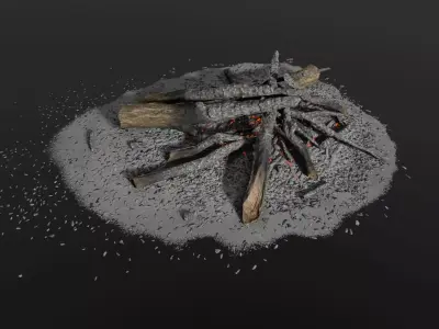 Camp Fire Low-poly 3D model