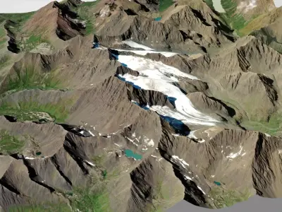 Mountain landscape  Flute and Organ glacier Anchorage Alaska USA 3D model