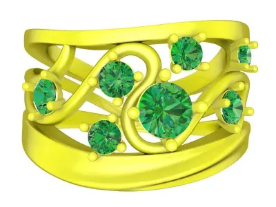 Artistic Emerald Style Diamond Ring Jewelry 7073 3D print model