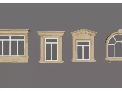 European-style windows 3D model