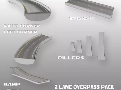 Freeway pack 1 overpass set 3D model