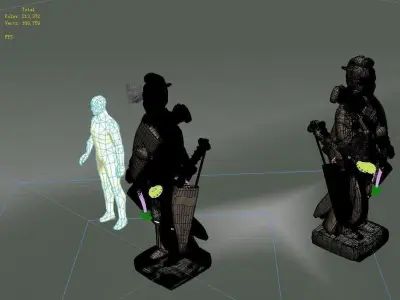 Game model - holding a bow stone statue 3D model