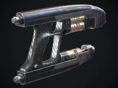 Star-Lord Gun Game-Ready Low-Poly PBR and High-Poly Low-poly 3D model