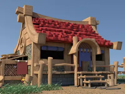 Cartoon House Low-poly 3D model 12