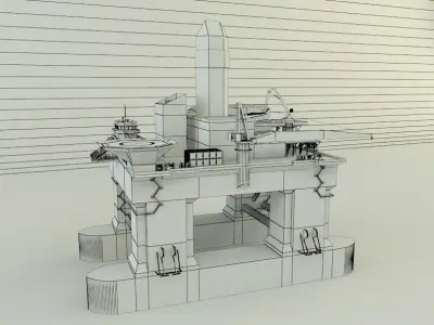 Semi submersible oil platform 3D model