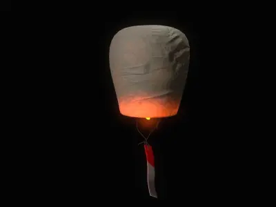 Chinese sky lantern Low-poly 3D model