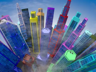 Low Poly Planet Cityscape 3D model