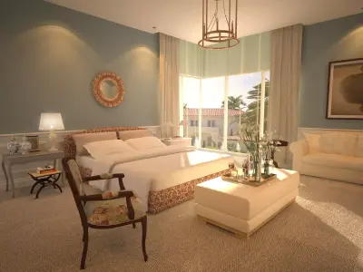 Elegant Classic Bedroom 3D Model 3D model