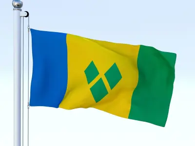 Animated Saint Vincent and the Grenadines Flag Low-poly 3D model