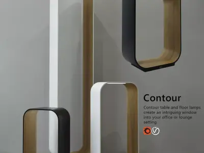 Ttable and floor lamp Haworth Contour Pablo 3D model