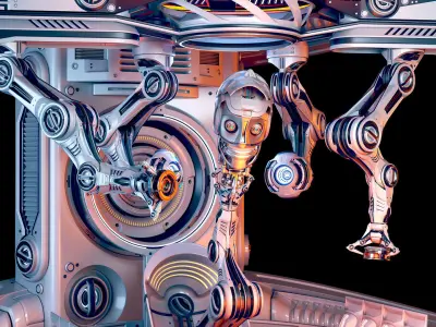 Sci - Fi Circular Construction Pod - Rigged 3D model