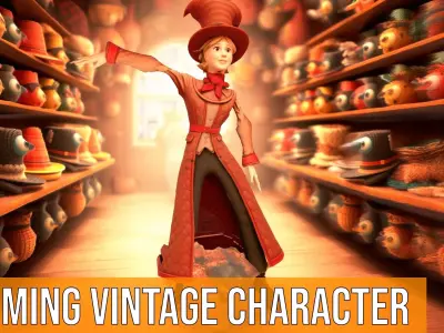 Charming Vintage Character model pack Low-poly 3D model