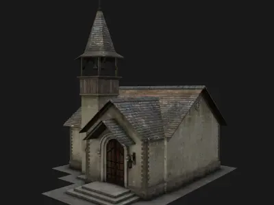 Medieval Catholic Church Low-poly 3D model