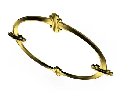 Golden Round Mirror 3D model