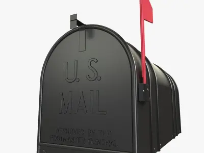 Mailbox with flag 3D model
