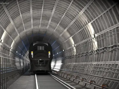  Subway Transport Tunnel with Internal Train 