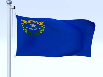 Animated Nevada Flag Low-poly 3D model