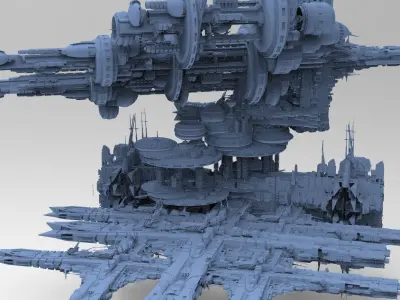 Sci-Fi City dystopia base 4  3D model