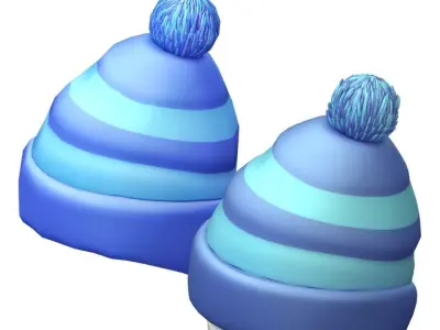 Cartoon High Poly Subdivision Knitted Hat Low-poly 3D model