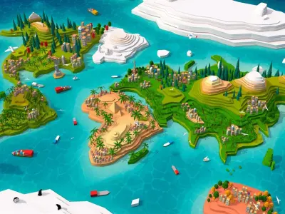 Cartoon Low Poly Earth World Map 2 Low-poly 3D model