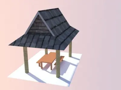 Picnic Cottage Low-poly 3D model