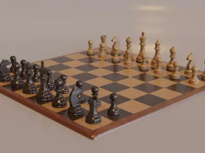Chess Game Board and Pieces 3D model