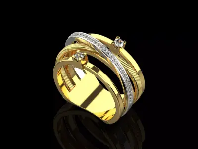 Ring with Diamonds N139  3D print model