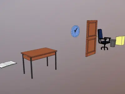 Low Poly Stylized Classroom Assets Low-poly 3D model