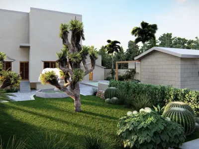 3D Exterior Scene 3D model design garden and landscape  3D model