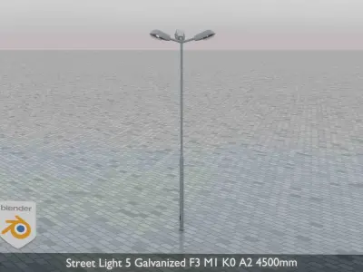 Street Light 5 Galvanized F3 M1 K0 A2 4500mm  Low-poly 3D model