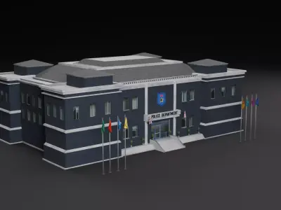 Police and Security Building Pack Low-poly 3D model